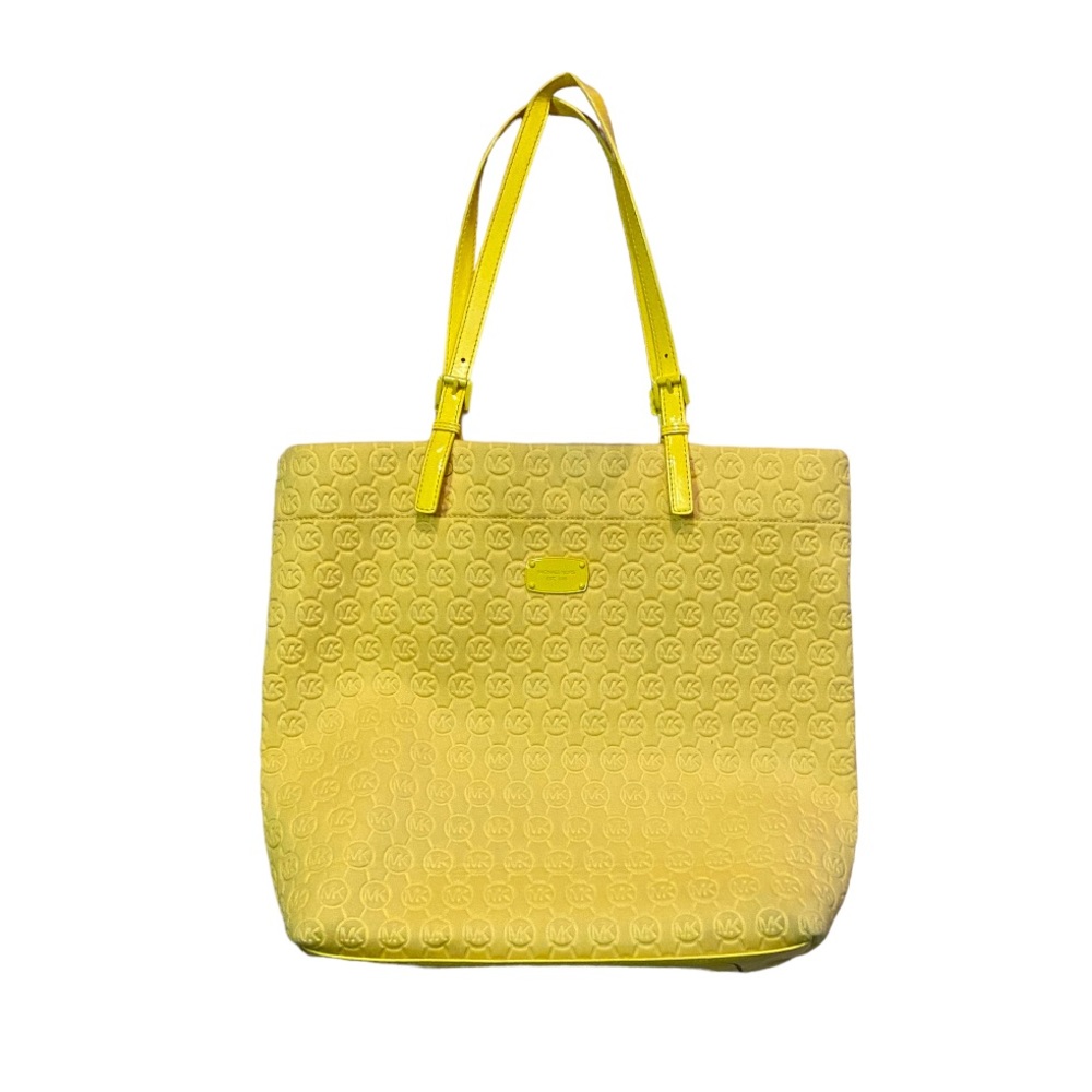 Michael Kors Yellow Monogram Leather Tote Shoulder Bag